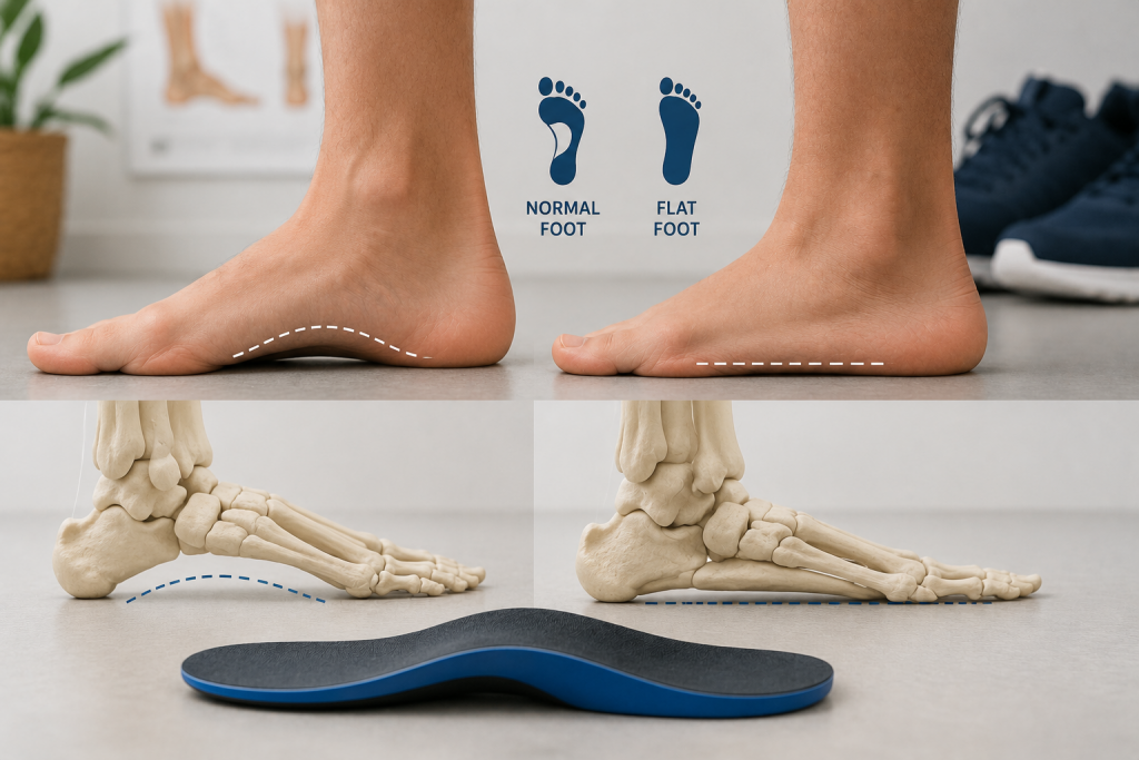 comparison of normal arch and flat foot